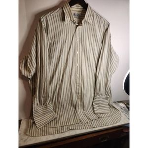 DEGE & SKINNER Savile Row Adult Blue stripe long sleeve Button Down Shirt 3XL